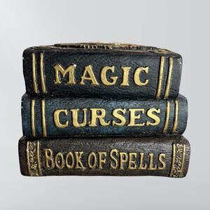 Enchanted Forest Magic Books Stack Ceramic Statue Home Decor